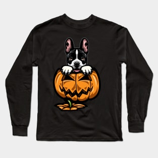 Halloween French Bulldog Pumpkin Long Sleeve T-Shirt